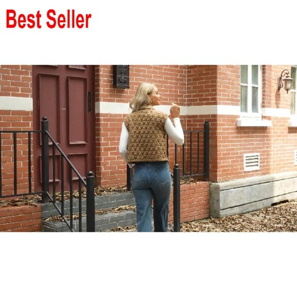 Quilted Puffer Vest Sleeveless Jacket Chic Minimal Button Down Outerwear - Picture 7 of 7